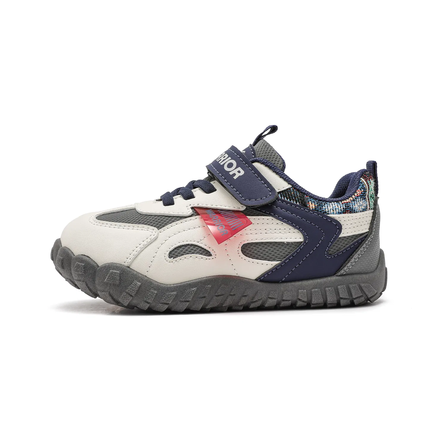 Детские повседневные кроссовки из синтетической кожи Beige/Dark Gray/Blue WARRIOR