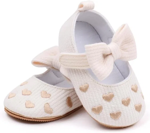 Детские туфли Мэри Джейн с сердцем для девочек Purepips, Beige — фото 2