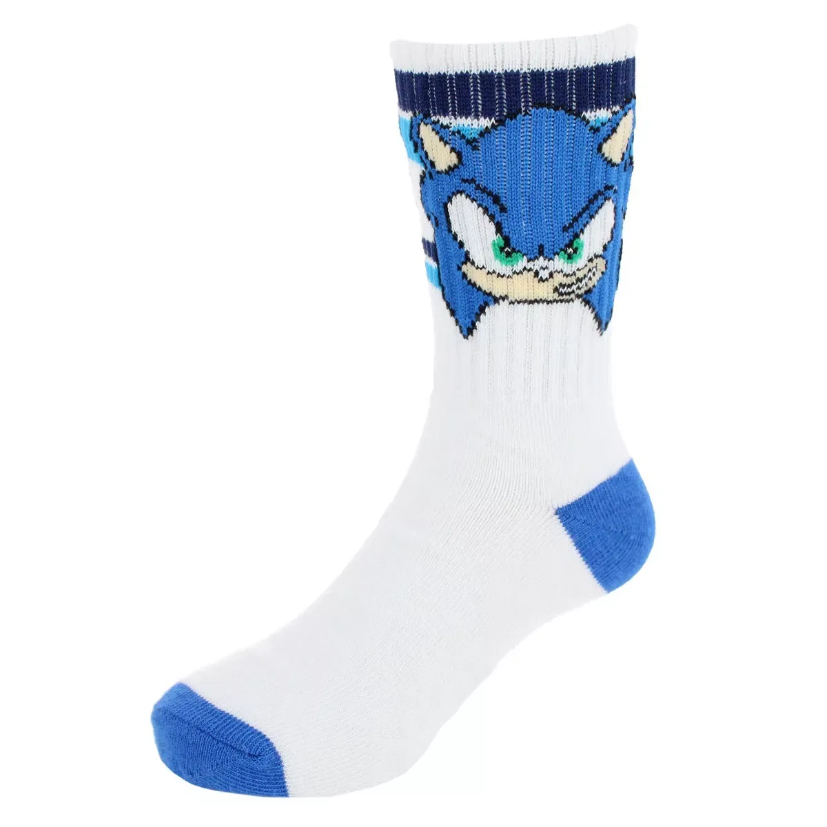 Детские носки для мальчиков с принтом Sega Sonic Ribbed Athletic Textiel Trade, White With Blue Stripes