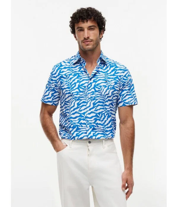Мужская рубашка с коротким рукавом Papertouch Palm Tommy Hilfiger, Blu Marino