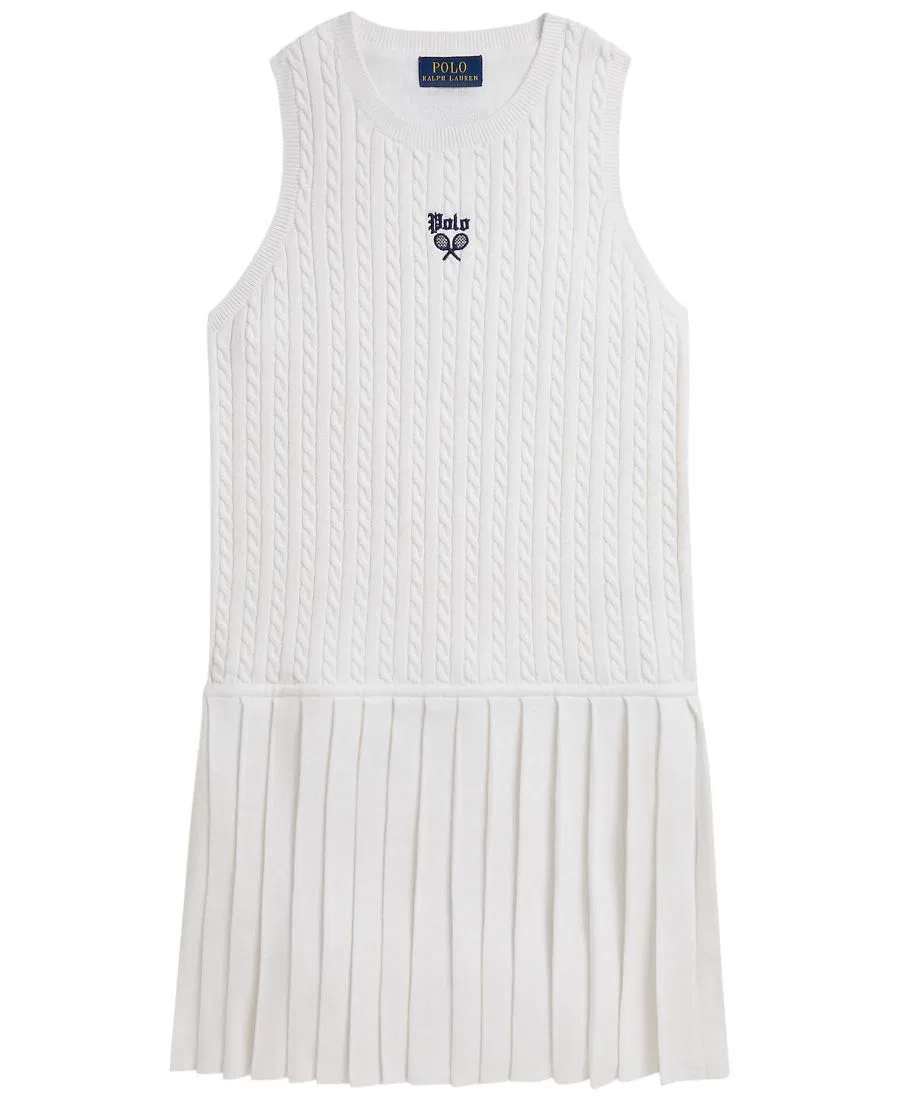Платье-трапеция без рукавов US Open Sleeveless Sweater Dress Polo Ralph Lauren, Ceramic White