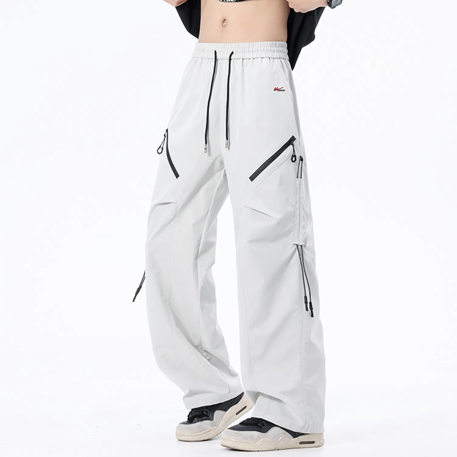 Детские карго-брюки унисекс с длинным рукавом, Cargo Pants Unisex Moderate WARRIOR, White Heather Gray (DIY Badge) — фото 4