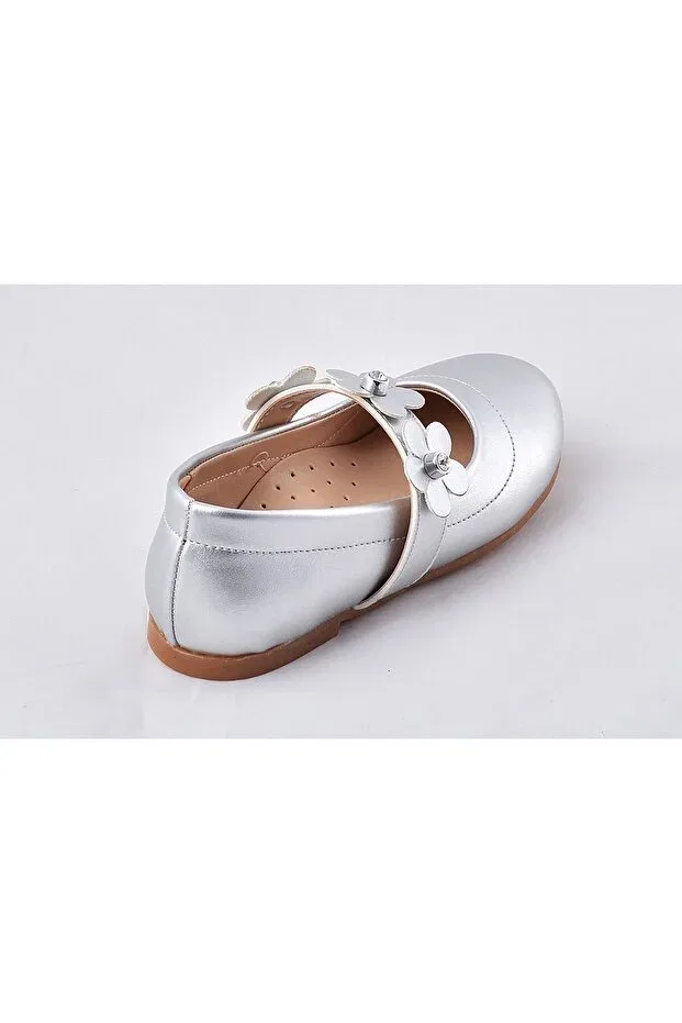 Детские балетки для девочек с цветочным принтом V.73B floral ballerinas-silver Vuddy, Silver — фото 2