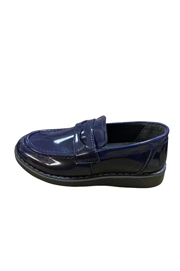 Детские туфли для мальчиков на плоской подошве Alibo, Navy Blue Patent Leather