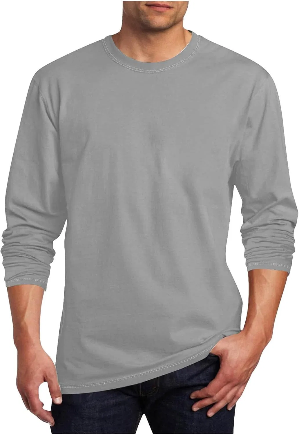 Мужская повседневная футболка с длинным рукавом Crew Neck, Gray