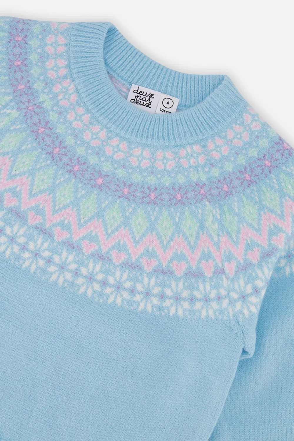 Детский свитер с длинным рукавом Nordic Jacquard Deux par Deux, Light Blue — фото 3