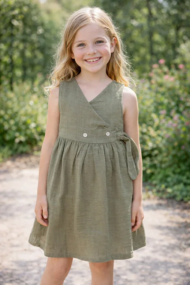 Детское платье для девочек хлопковое Kr Kids, Khaki