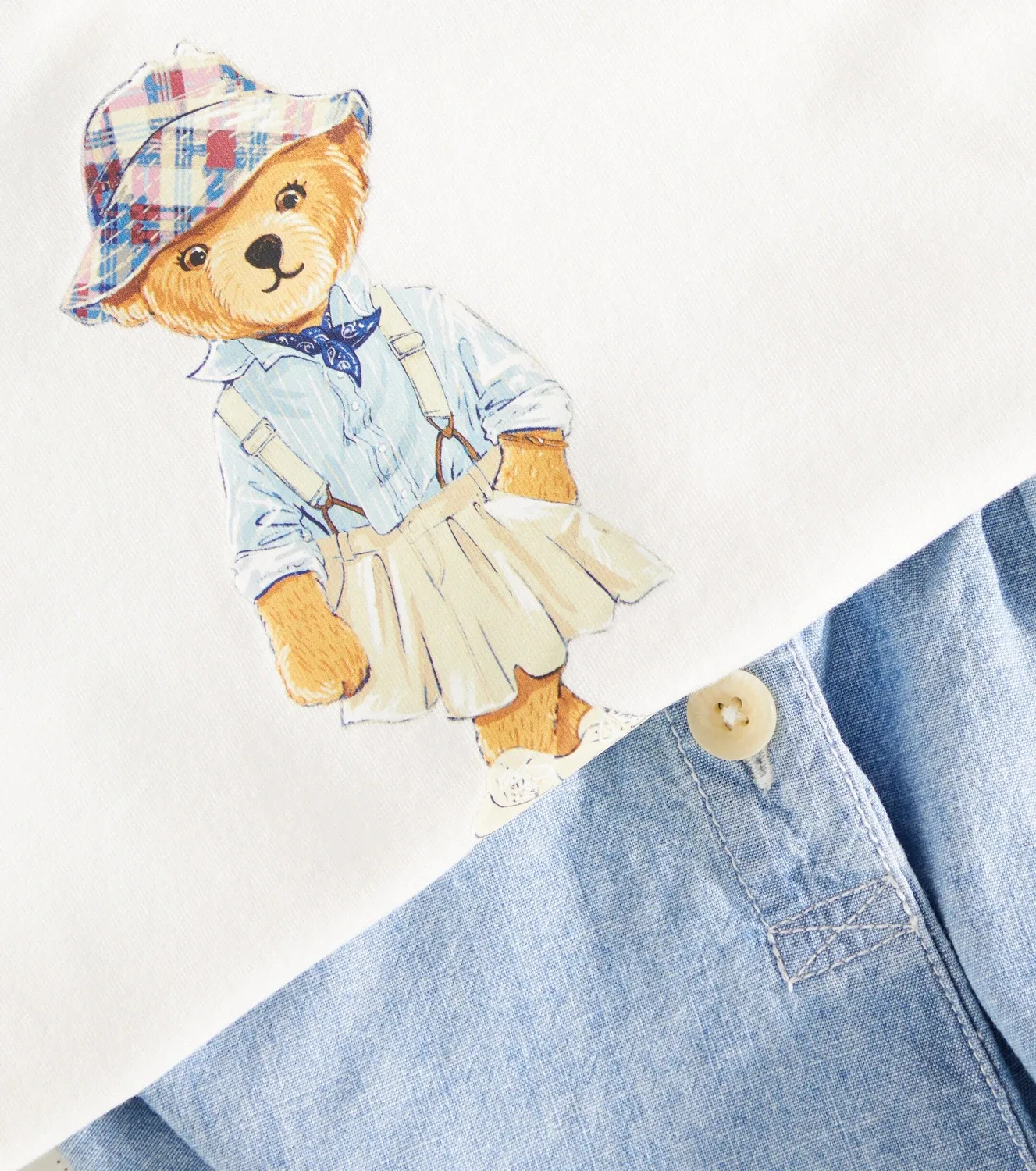 Комплект из футболки и шорт с мишкой Поло для малышей Polo Ralph Lauren Kids, серый — фото 3