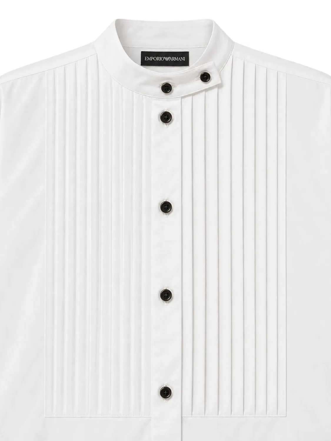 Хлопковая рубашка с плиссированной планкой Emporio Armani, белый — фото 3