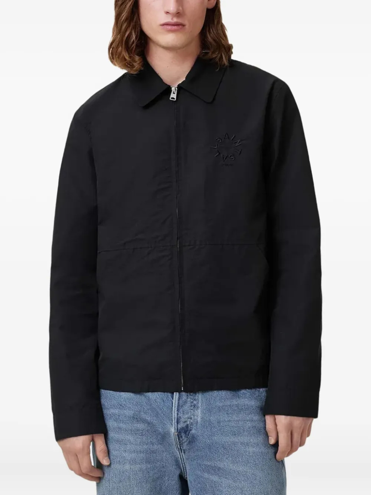 

AllSaints куртка на молнии с вышитым логотипом, черный