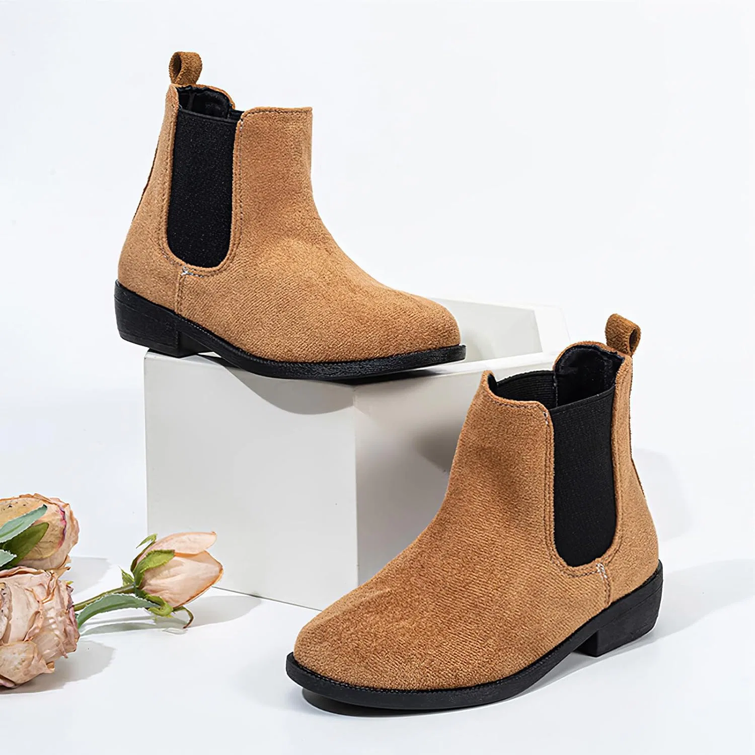 Детские зимние ботинки из искусственной замши на щиколотке rismart, Brown — фото 3