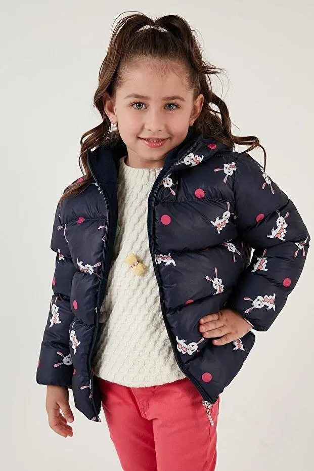 Детское пальто для девочек утепленное с капюшоном Lela, Navy Blue — фото 4