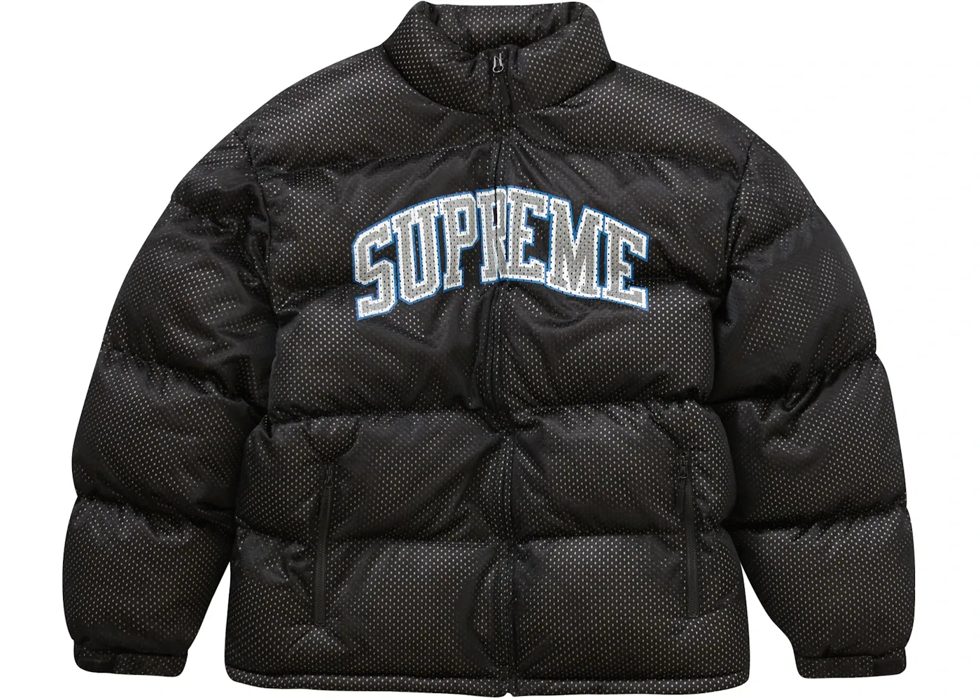 Мужская куртка-пуховик из сетки с принтом Supreme, Black