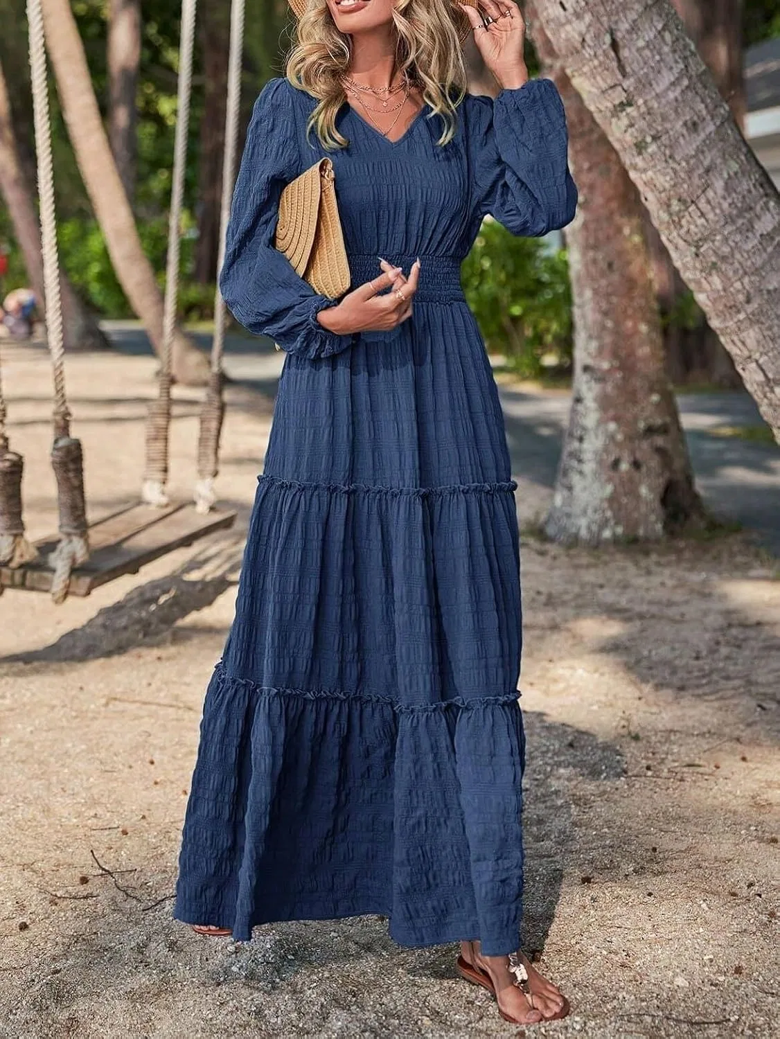 Женское коктейльное платье А-силуэта с воланами, Navy Blue — фото 4