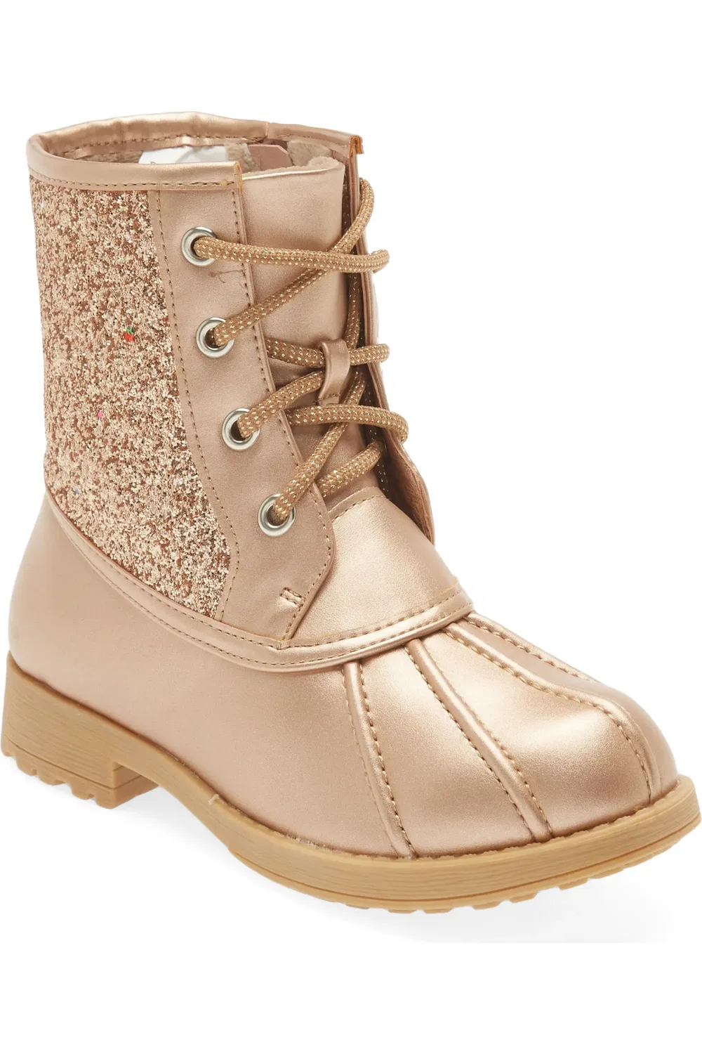 Детские ботинки утиный нос с блестками Glitter Duck Boot DREAM PAIRS, Rose/Gold