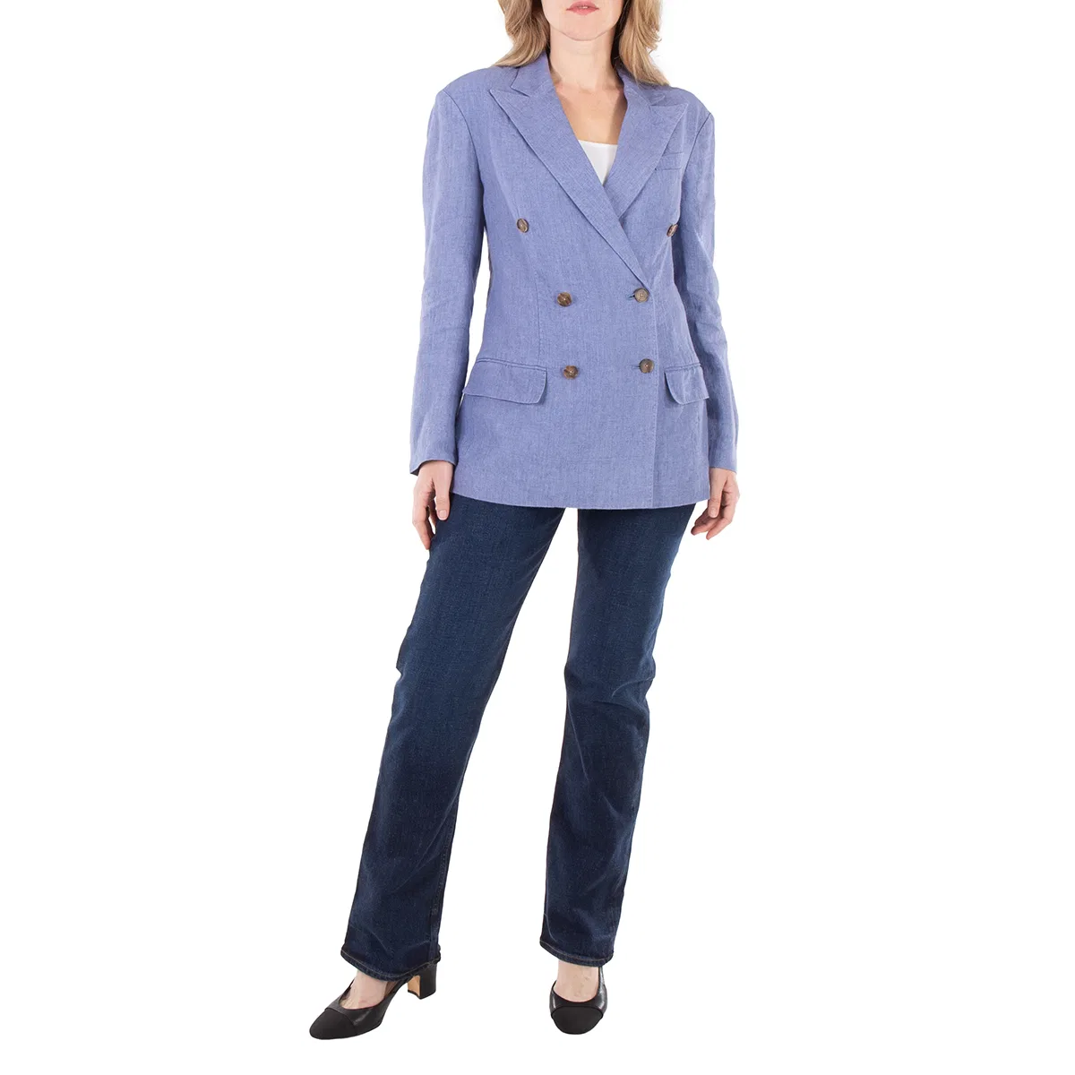 Блейзер двубортный льняной Delave Polo Ralph Lauren, Blue — фото 2