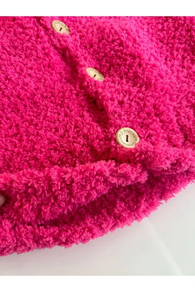 Детское пальто-кардиган с капюшоном Knitting art hand knitted bear coat Pera, Pink — фото 3