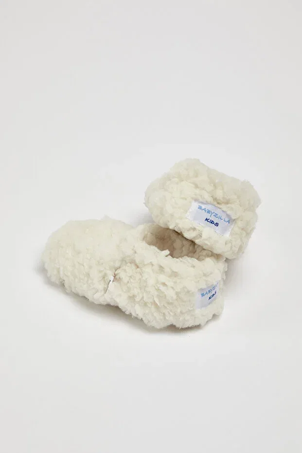 Детские пинетки-тапочки с органическим хлопком Teddy Baby Booties Babyzilla, White — фото 4