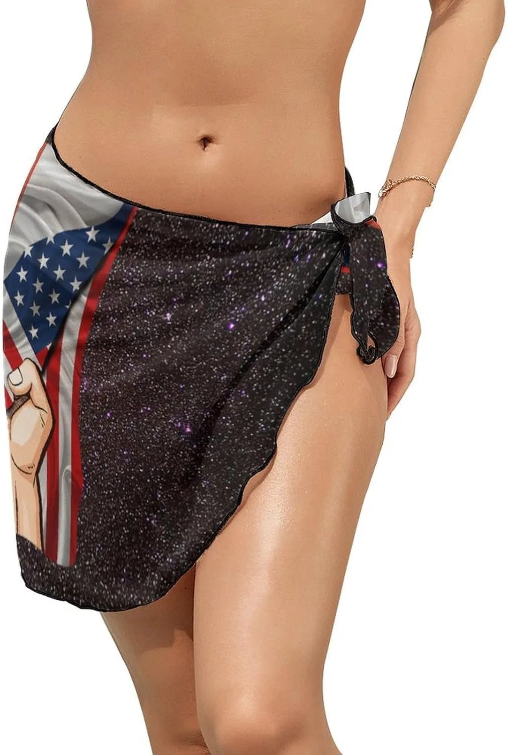 Женский пляжный саронг из шифона с флагом Америки Польши, America Poland Flag