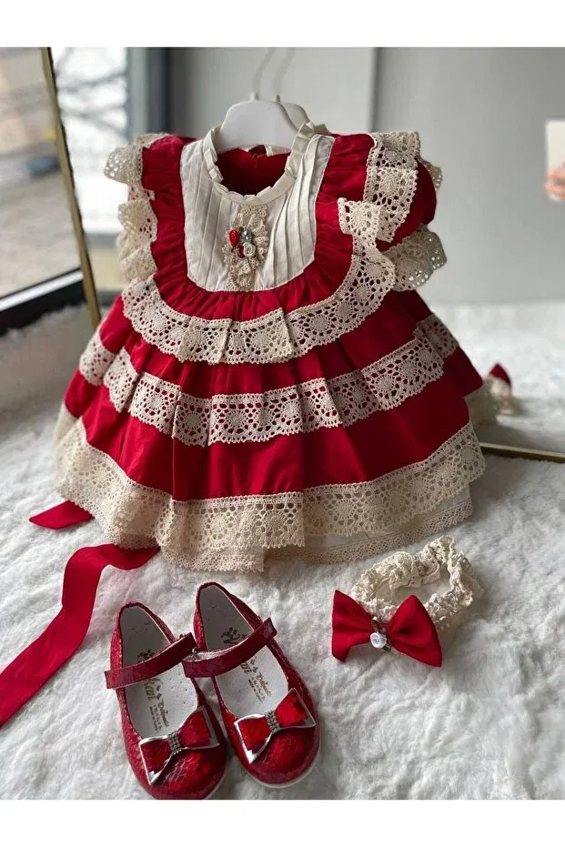 Детское платье для девочек без рукавов Mevlüt Dress Shopland, Red — фото 4