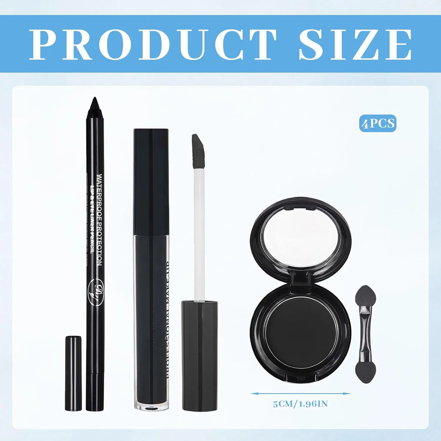 Набор для макияжа Smokey Eyes с палеткой теней, жидкой помадой, подводкой и карандашом, Ruispeed, 4 мл, Black — фото 2