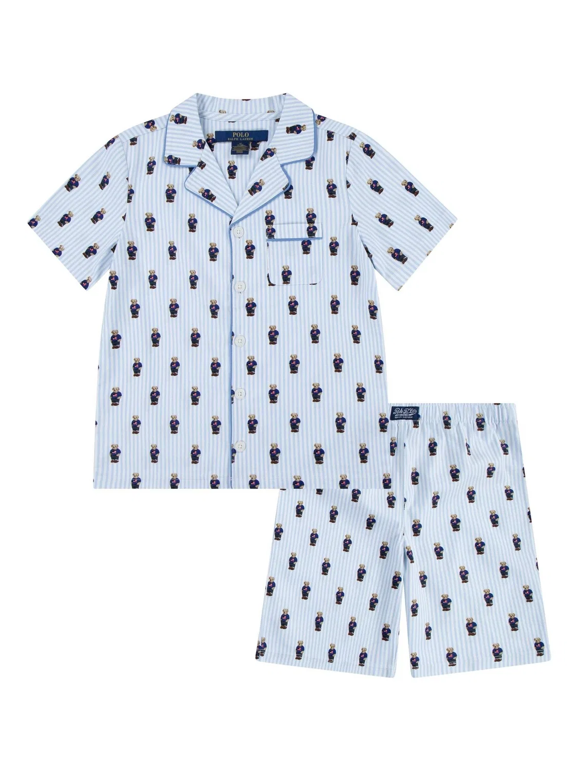 Пижамный набор с коротким рукавом, Polo Bear Polo Ralph Lauren, бело-голубой