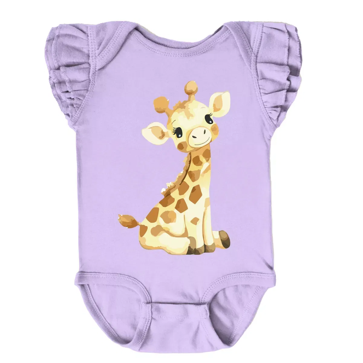 Детский боди-комбинезон с принтом Watercolor Giraffe Flutter Sleeve The Juniper Shop, Lavender