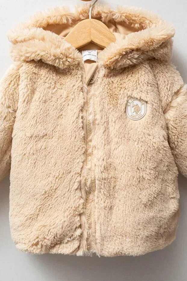 Детское пальто для девочек с капюшоном U.S. Polo Assn. Kids, Beige — фото 2