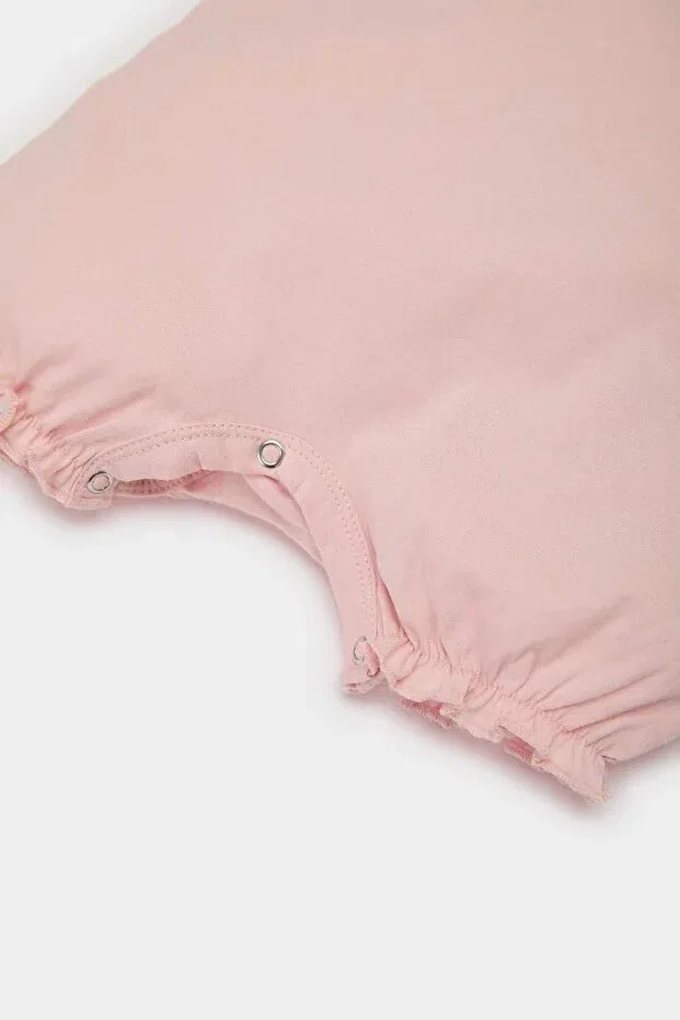 Детский комбинезон для девочек хлопковый Combed cotton 2-piece short sleeve jumpsuit baby girl newborn e4021a525sm Defacto, Pink Pn141 — фото 3