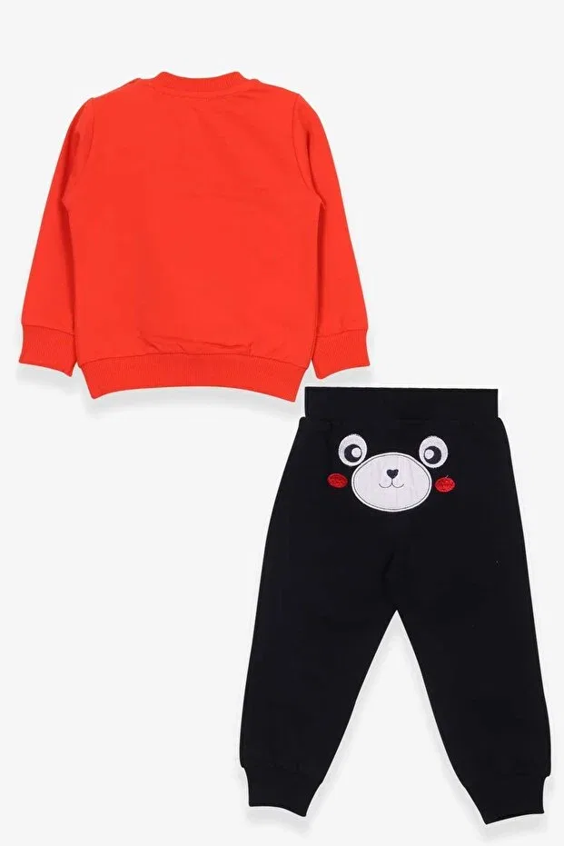 Детский комплект спортивного костюма для мальчиков с принтом Teddy Bear Embroidery Breeze, Orange — фото 2