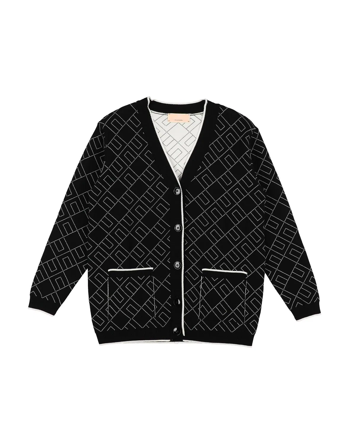 Кардиган с жаккардовым узором с логотипом Elisabetta Franchi, черный