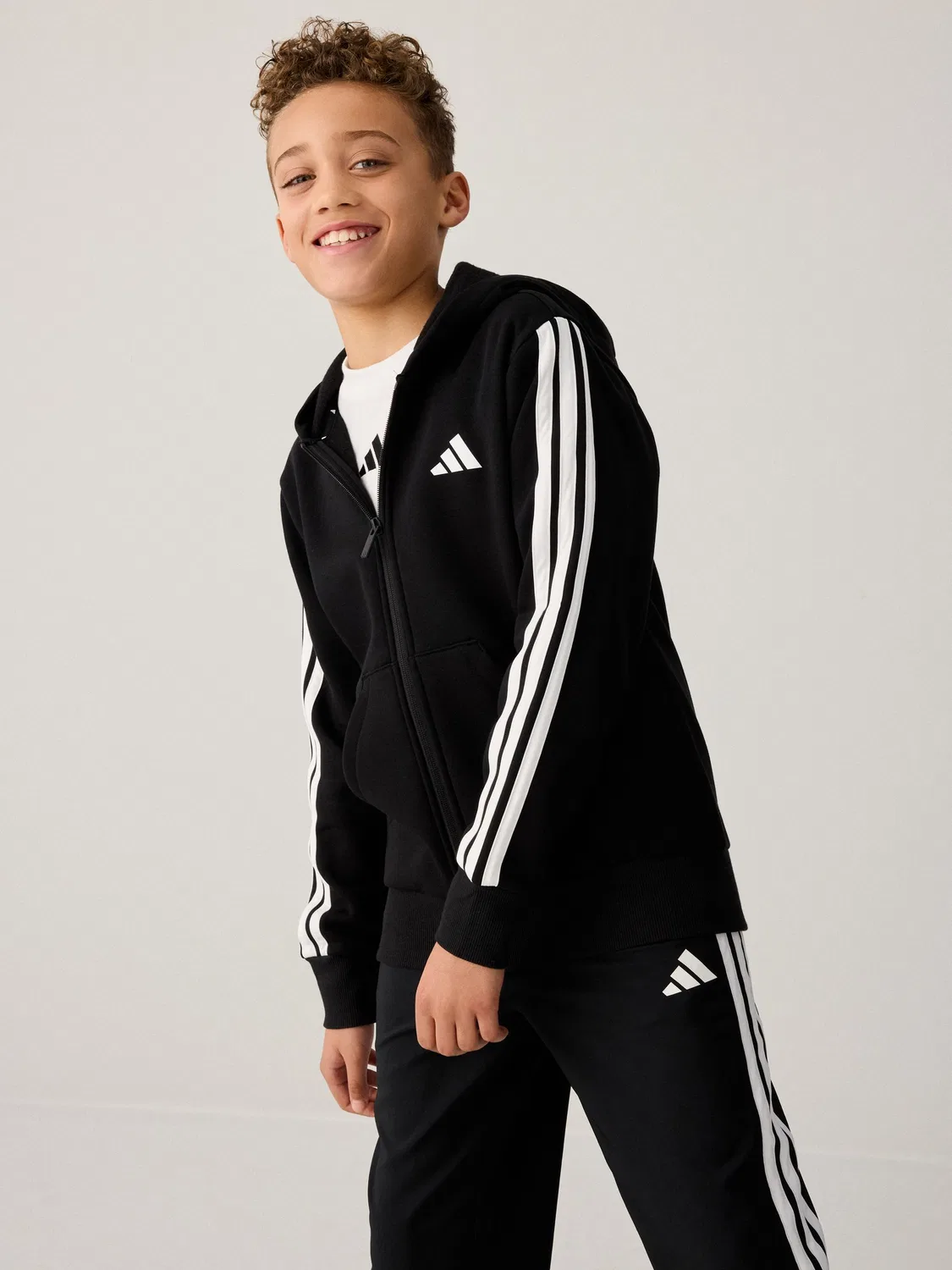 Худи на молнии, флис adidas, черный — фото 3