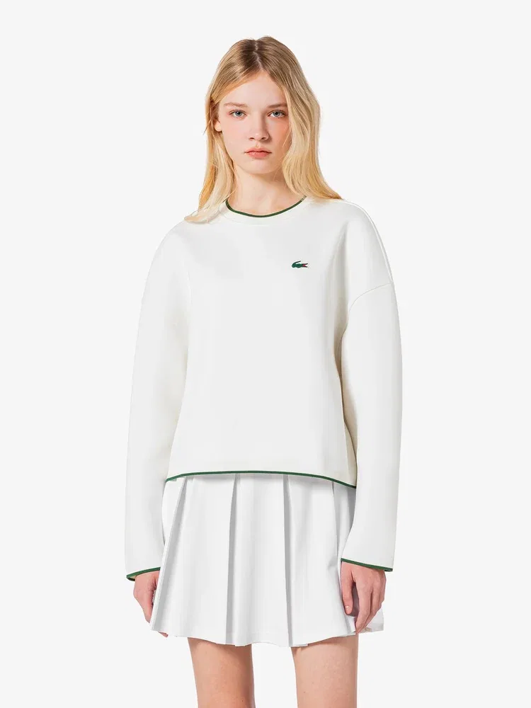 Футболка спортивная LACOSTE женская, с круглым вырезом, полиэстер, белая