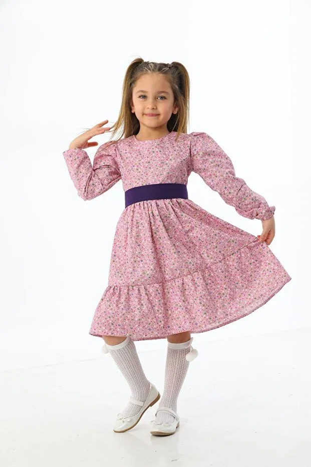 Детское платье для девочек хлопковое Purple Floral Layered Moda Lippa, Purple