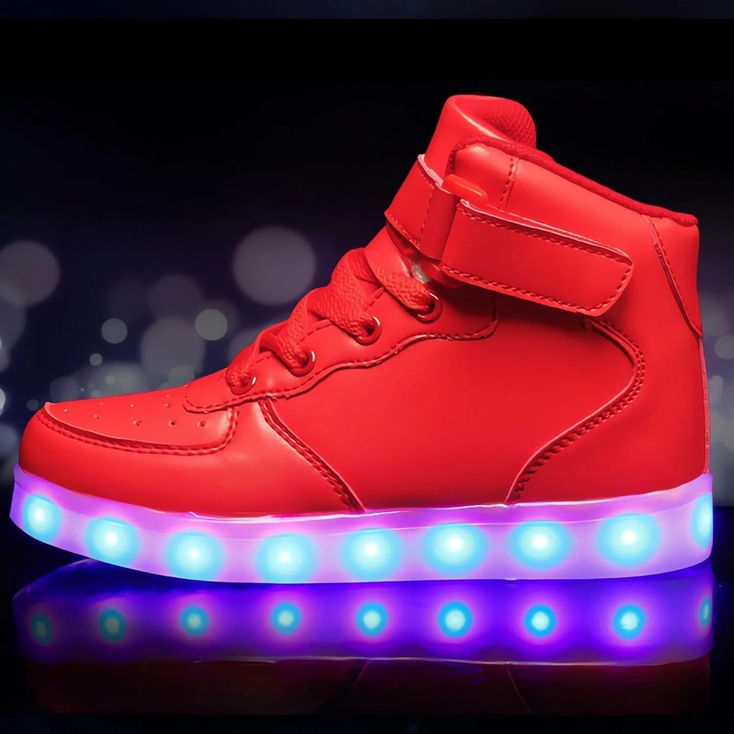 Детские светящиеся кроссовки с USB-зарядкой Vorkhuaeri, Red — фото 2