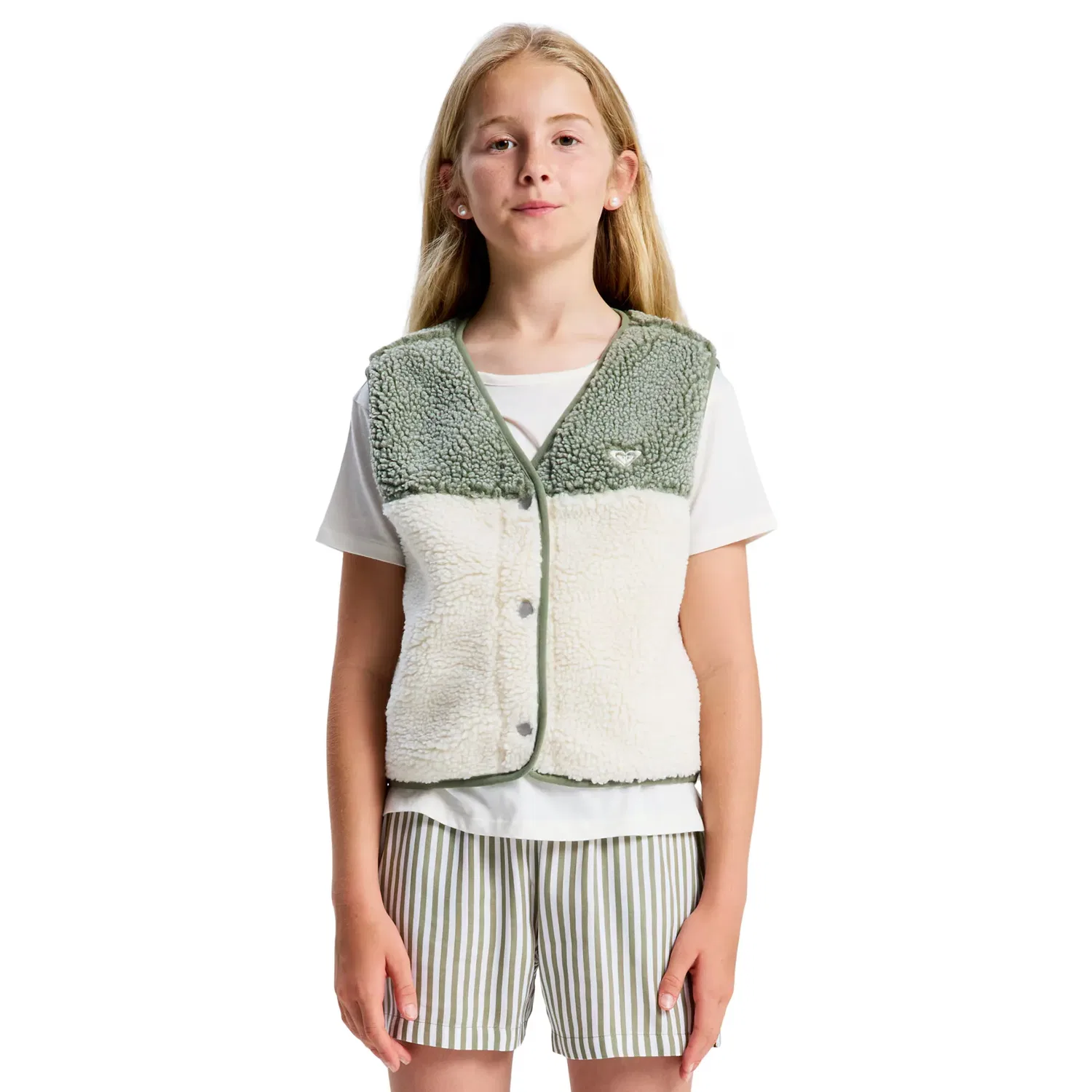 Детский жилет для мальчиков из флиса Color Block Roxy, Verde Oliva