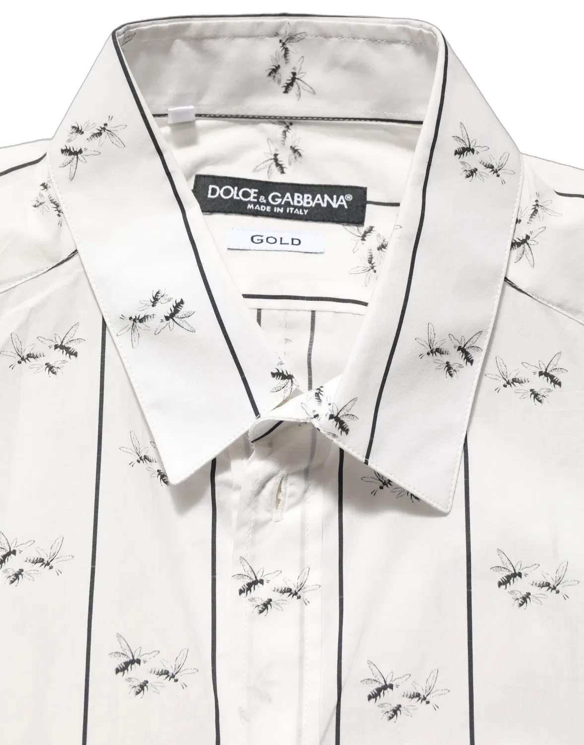 Мужская рубашка с принтом пчел GOLD Dolce & Gabbana, White