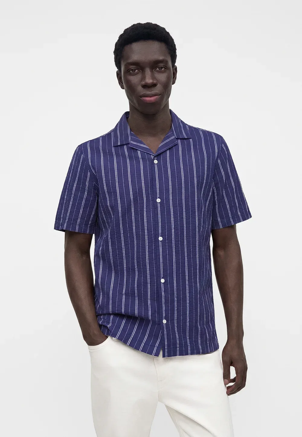 Рубашка из сирсакера Gap, Navy/White — фото 4