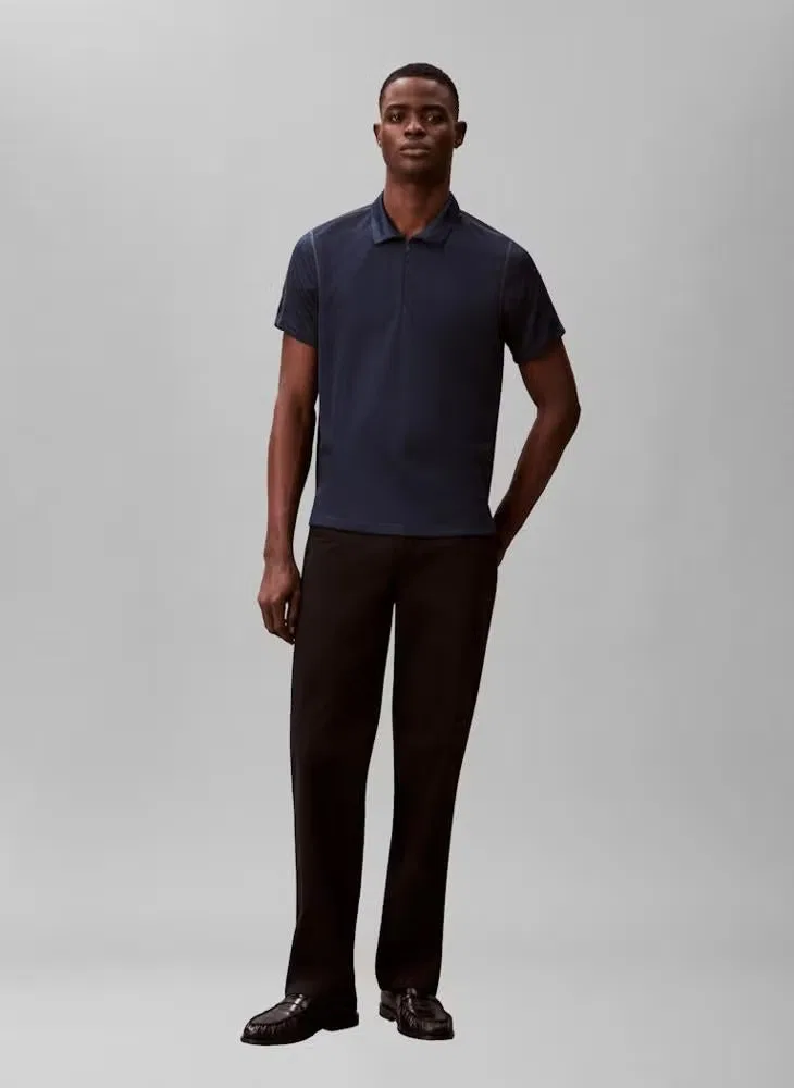 Поло с длинным рукавом сетчатое Slim stretch mesh Calvin Klein, темно-сапфировый — фото 4