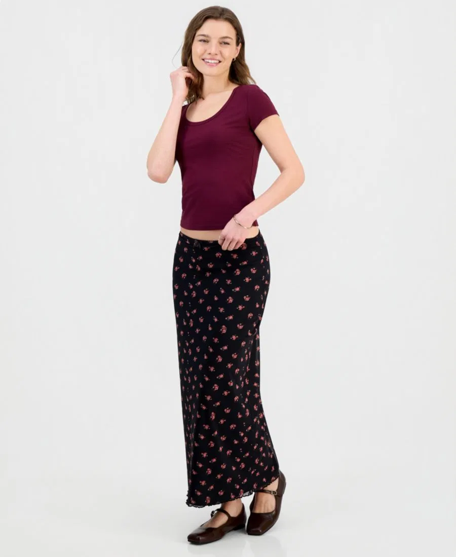 Юбка миди из сетки с принтом Hippie Rose, Black