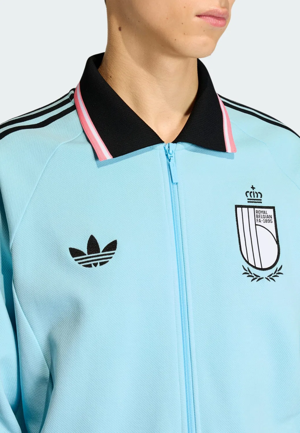 Спортивная куртка Adidas Performance Belgium Away Anthem небесно-голубого цвета — фото 4