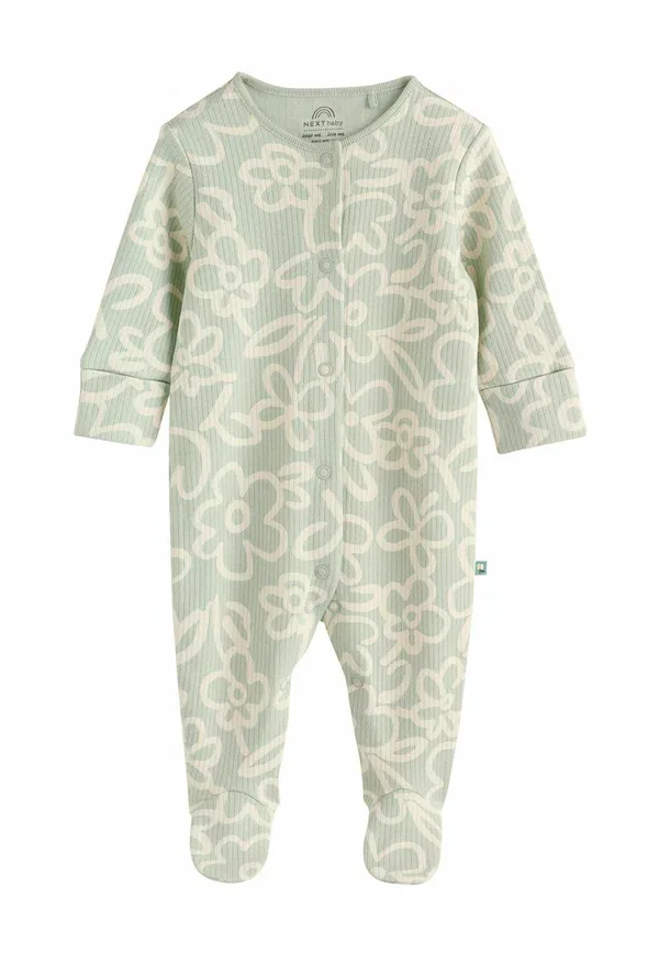 Комплект из 5 боди с длинным рукавом Rib Next, sage green floral, зеленый — фото 3
