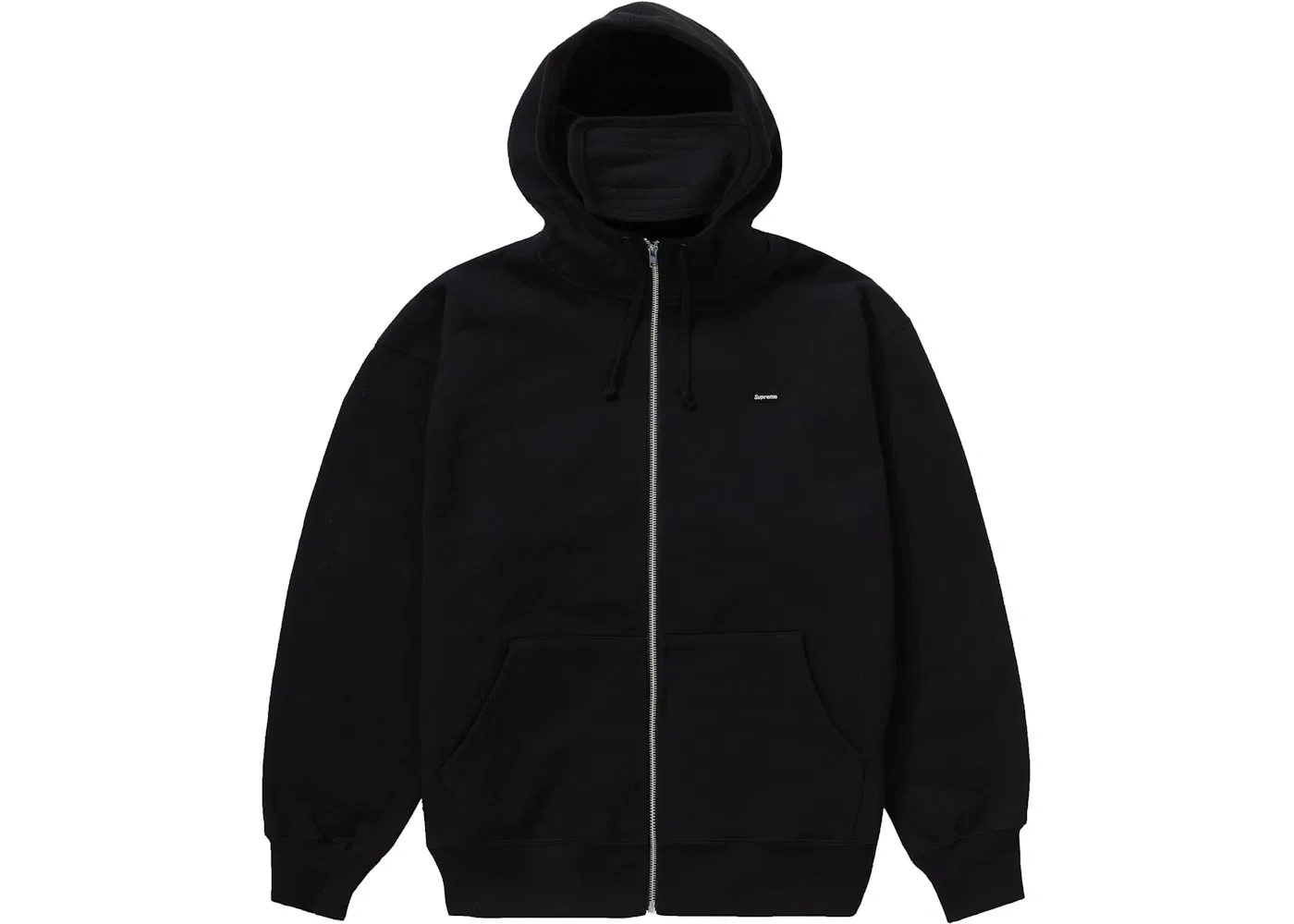 Мужская худи с маской на молнии Supreme Small Box Facemask Zip Up Hooded Sweatshirt, Black