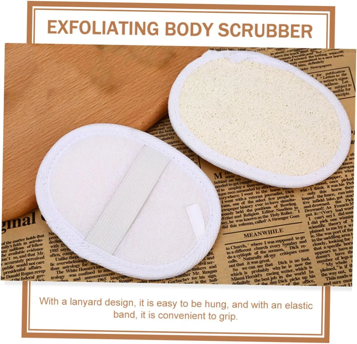 Мочалка для тела Exfoliating Loofah Pad, Mikinona, 2 шт., 12x9 см, Beige — фото 3