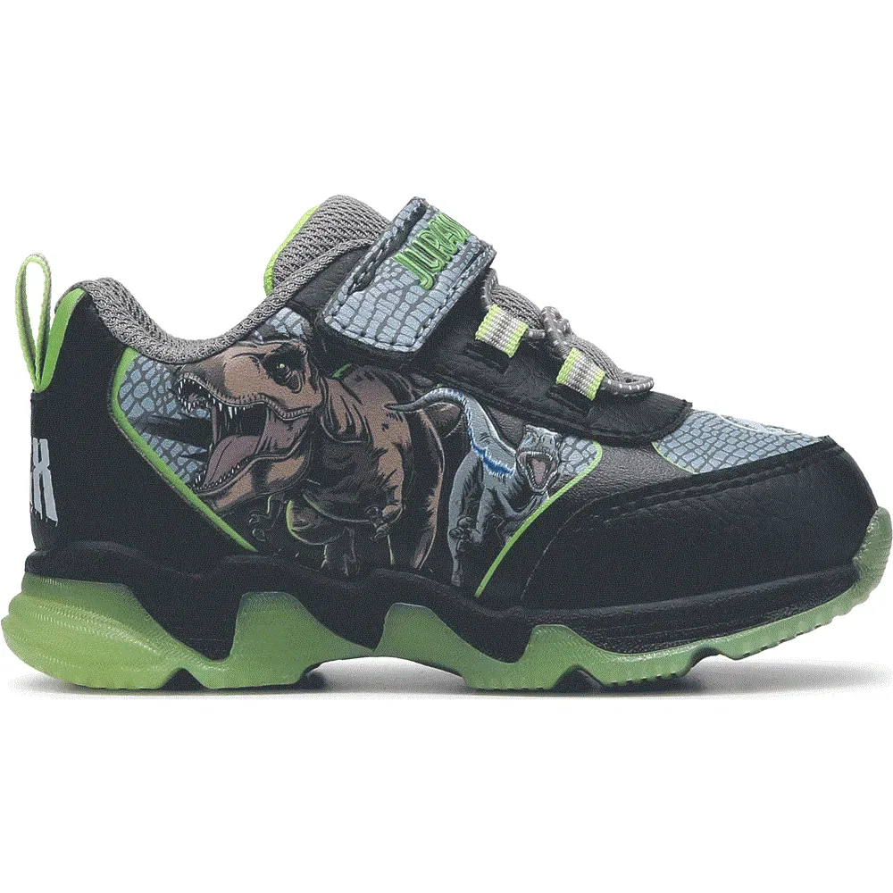 Детские светящиеся кроссовки Jurassic World, Black/Grey/Lime — фото 2