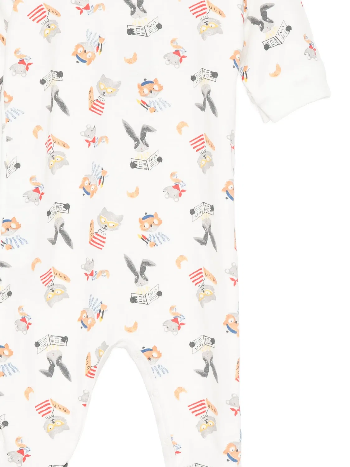 Пижама с длинными рукавами и анималистичным принтом Petit Bateau, белый — фото 3