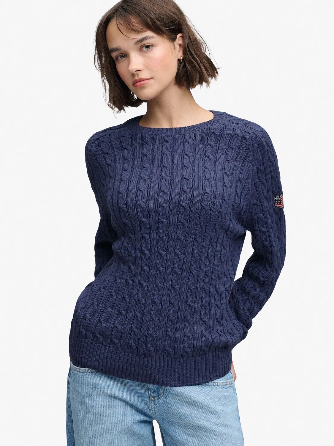 Свитер свободного кроя Slouchy Cable Knit Superdry, фиолетовый