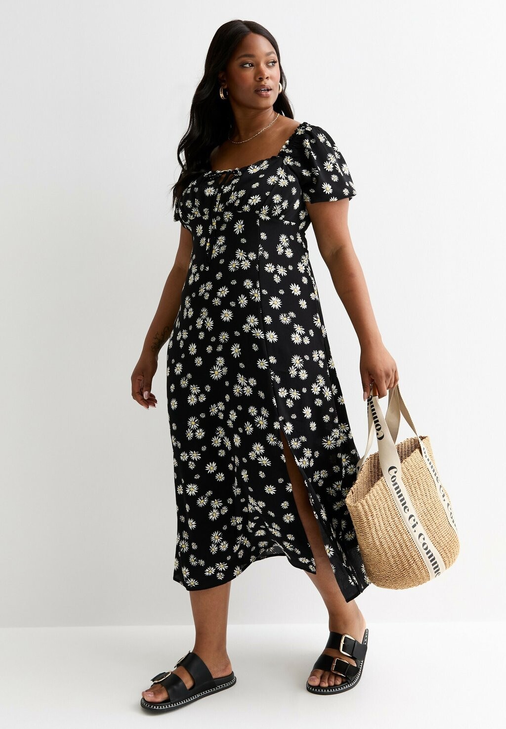 

Повседневное платье CURVES-PUFF SLEEVE MIDI New Look Curves, черный