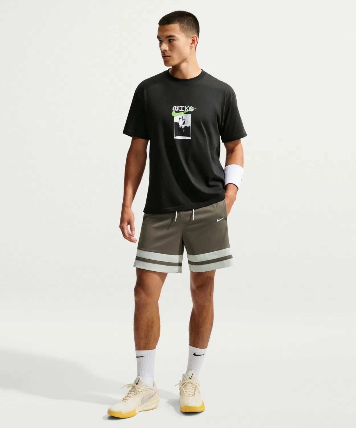 Мужские шорты для баскетбола с быстросохнущей технологией Dri-FIT, модель DF GM Classic 8IN NIKE, Olive — фото 3