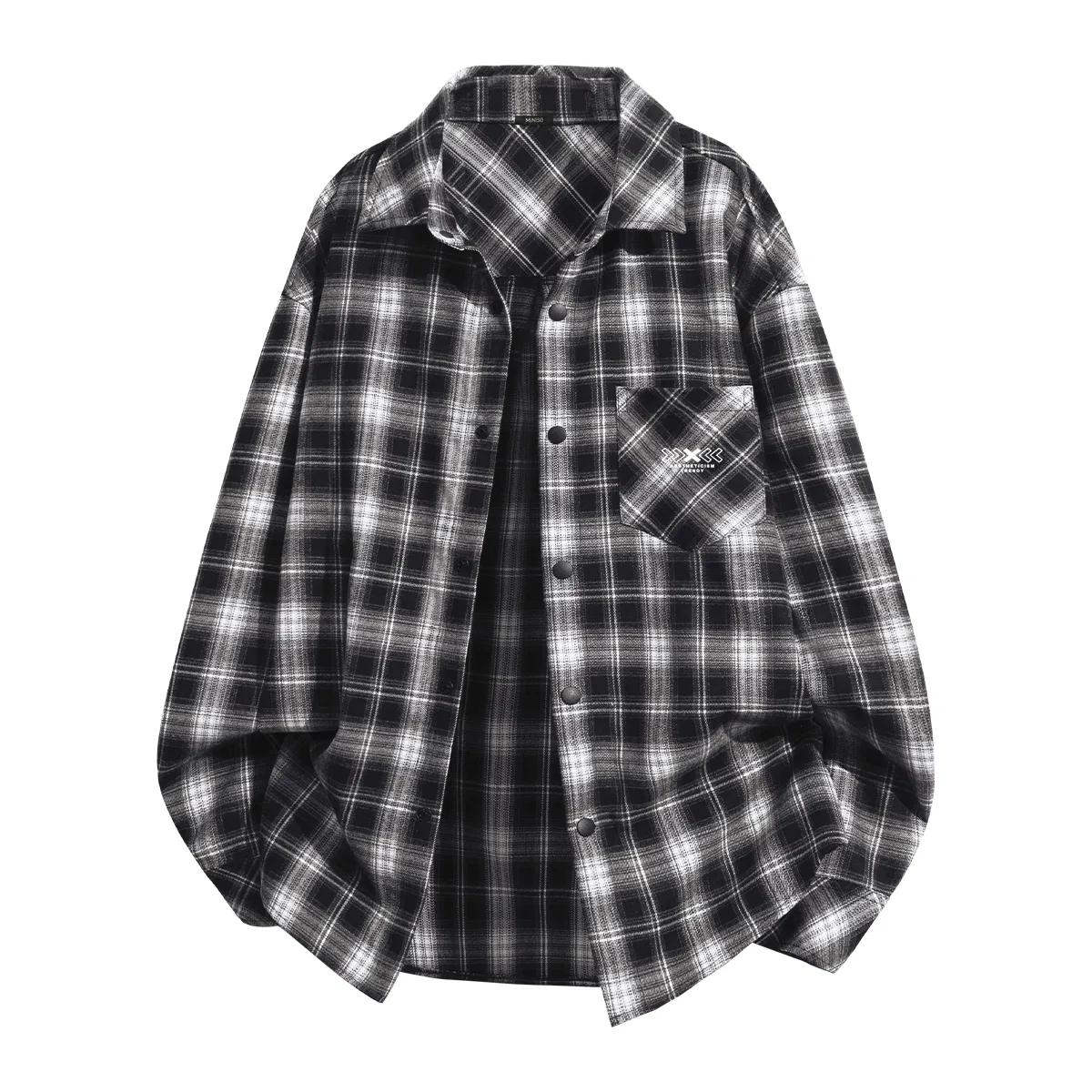 Детская рубашка с принтом Lapel Moderate Workwear MINISO, Black White Plaid